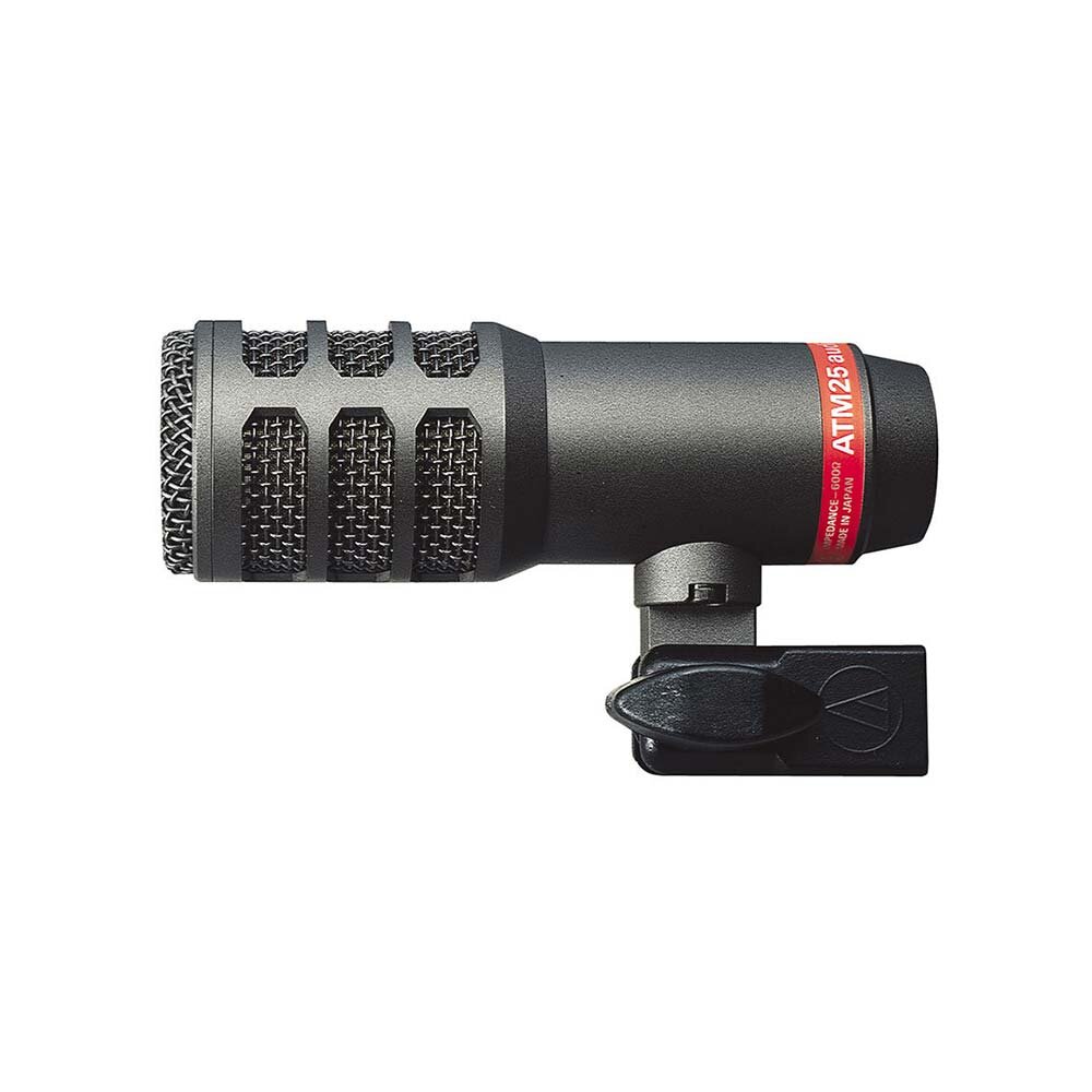 Чёрный динамический микрофон Audio-Technica ATM25 с интегрированным креплением