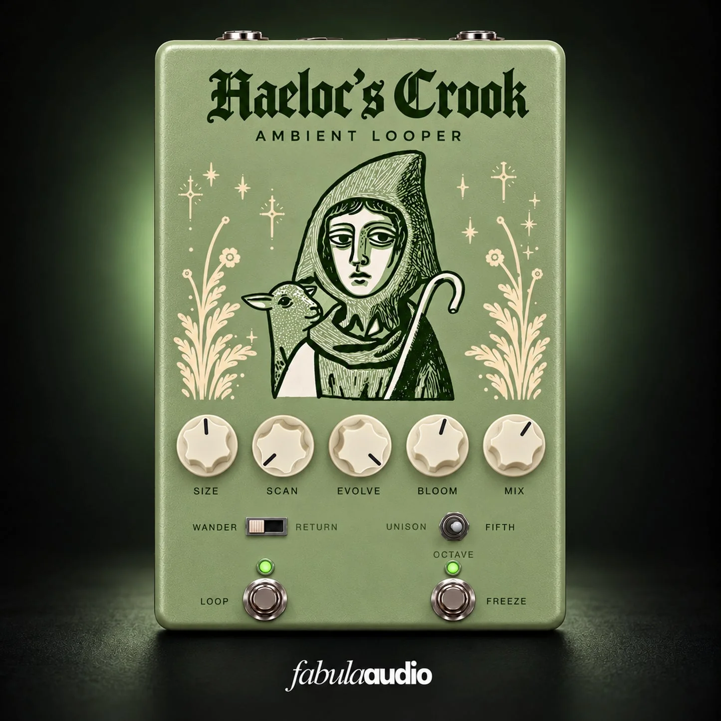 Интерфейс ambient-looper Fabula Audio Haeloc’s Crook с пятью регуляторами и двумя футсвитчами